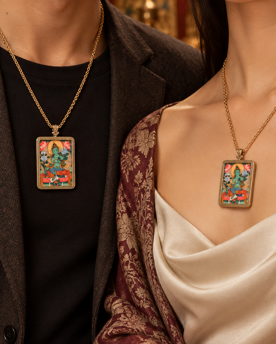 Green Tara Locket Thangka