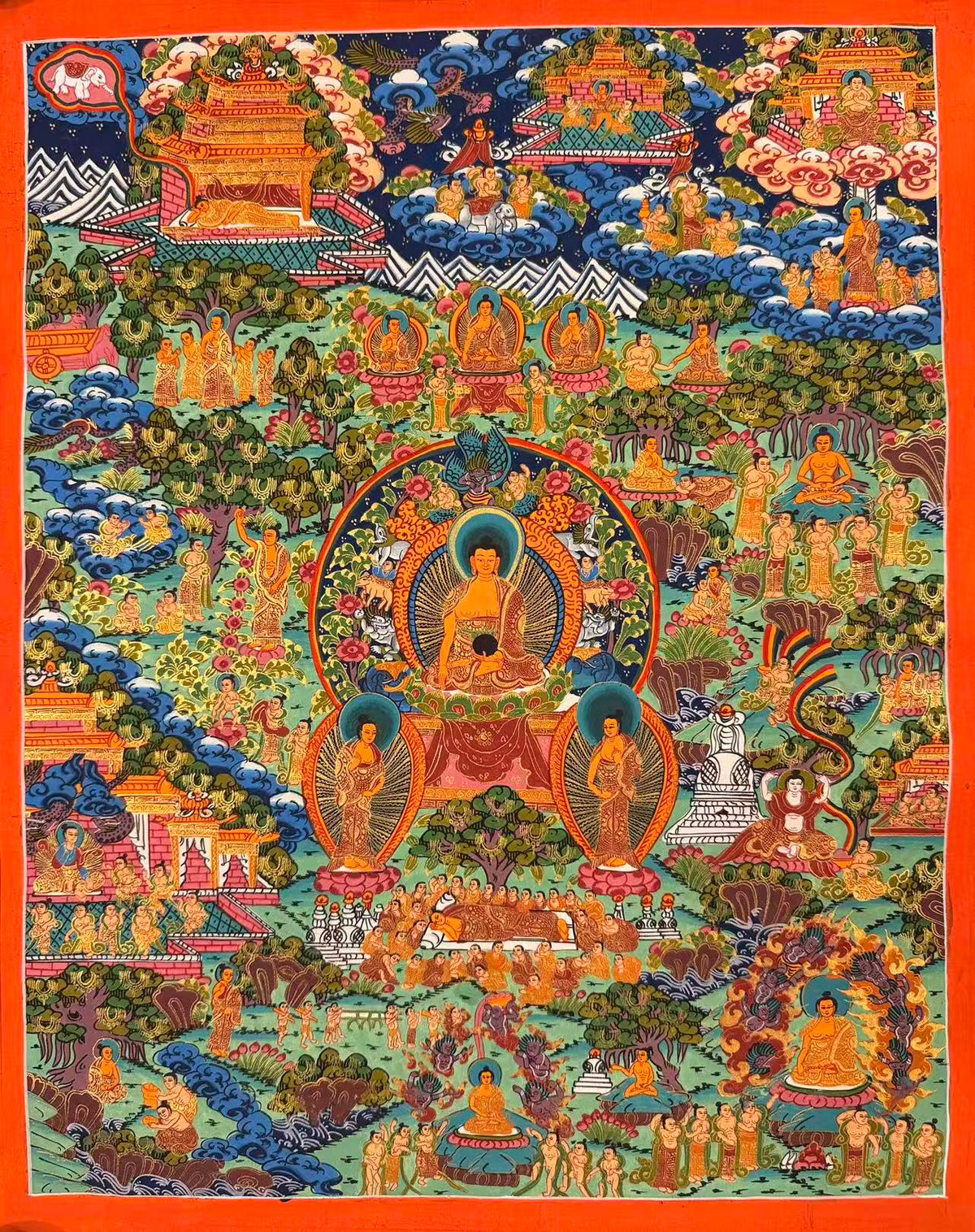 Buddha Life Story Mandala Thangka